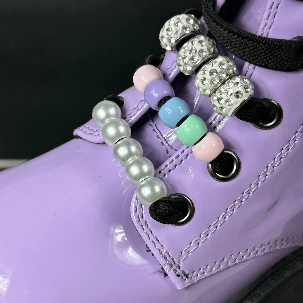 Tucker + Tate Girls Size 8‎ Purple Patent Leather Paislee Ankle Boots NEW Beaded